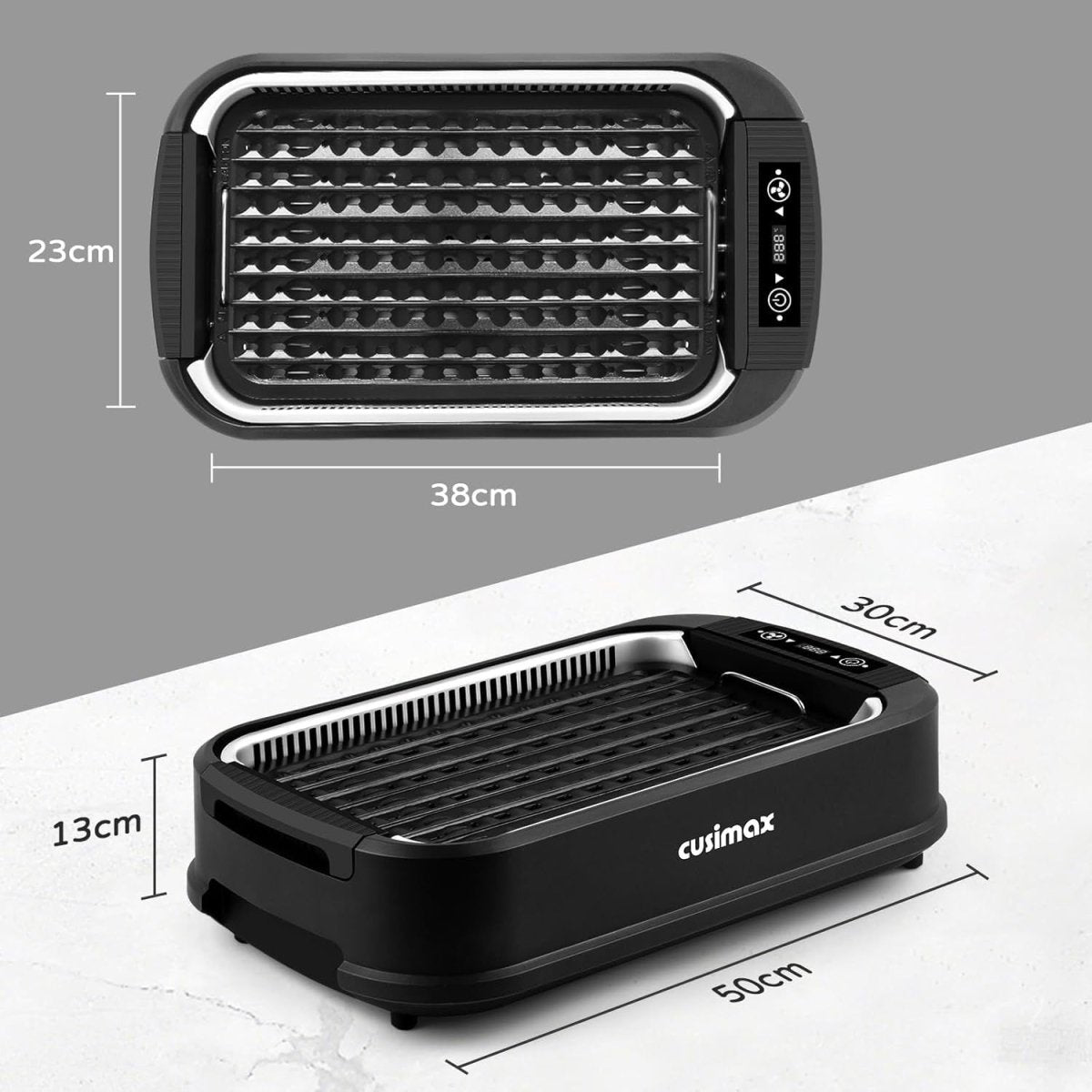 Smokeless Electric Indoor Grill & Griddle 1500W Non - Stick Plate with Glass Lid - Kwikley