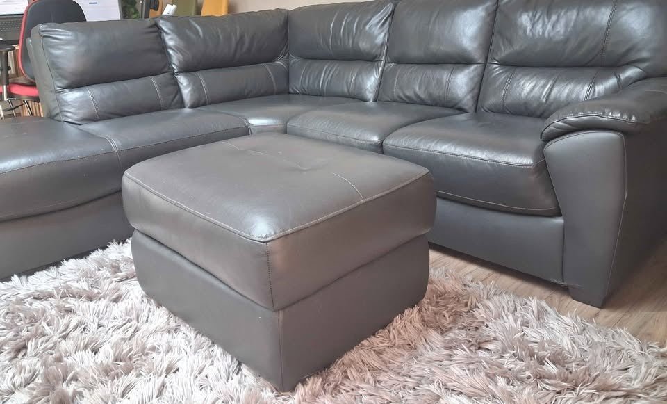 Smooth Cosy Brown Leather Corner Sofa (PTP) - Kwikley