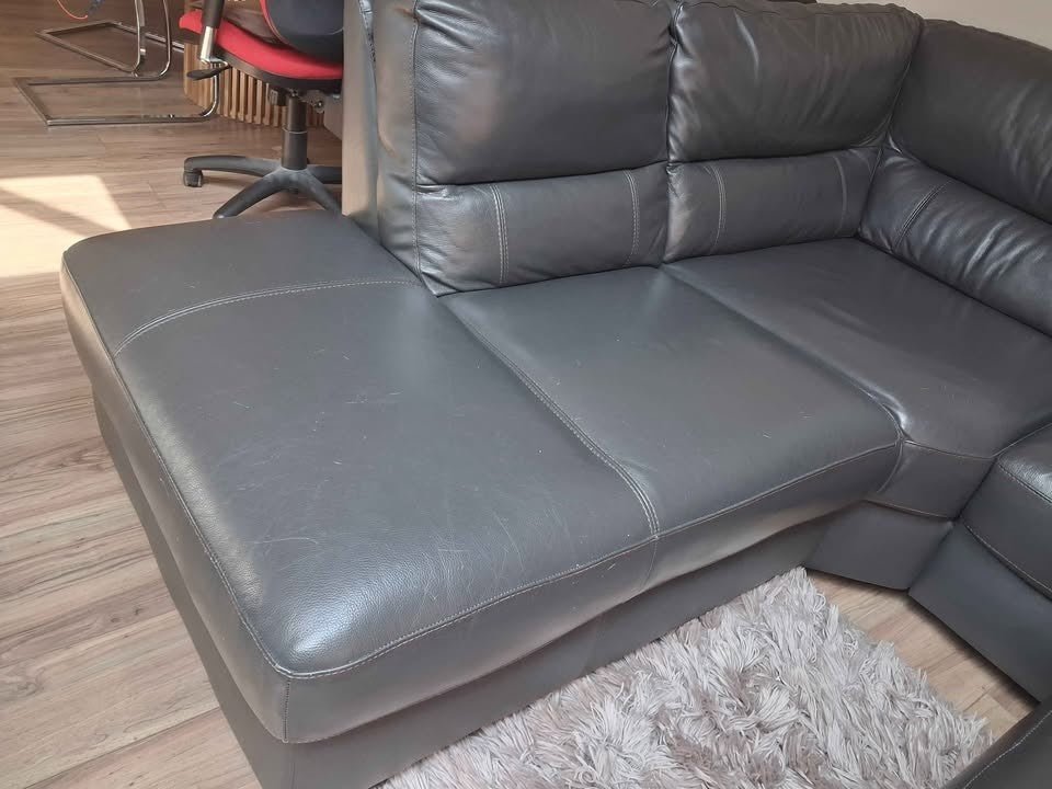 Smooth Cosy Brown Leather Corner Sofa (PTP) - Kwikley