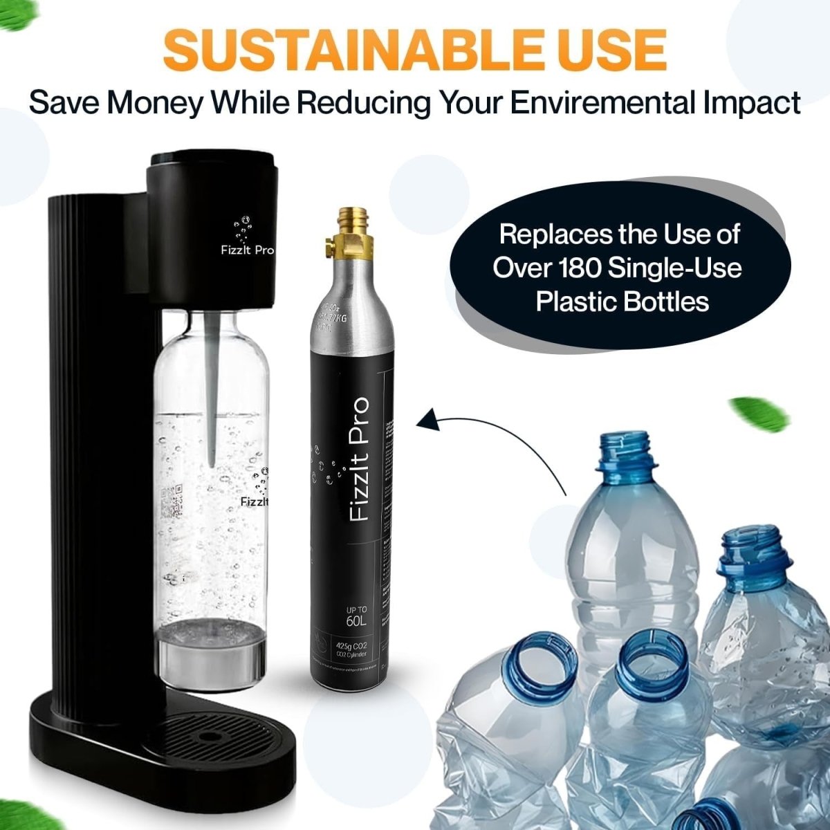 Soda Maker Machine One - Touch Sparkling Water Kit BPA - Free Bottle CO2 - Kwikley