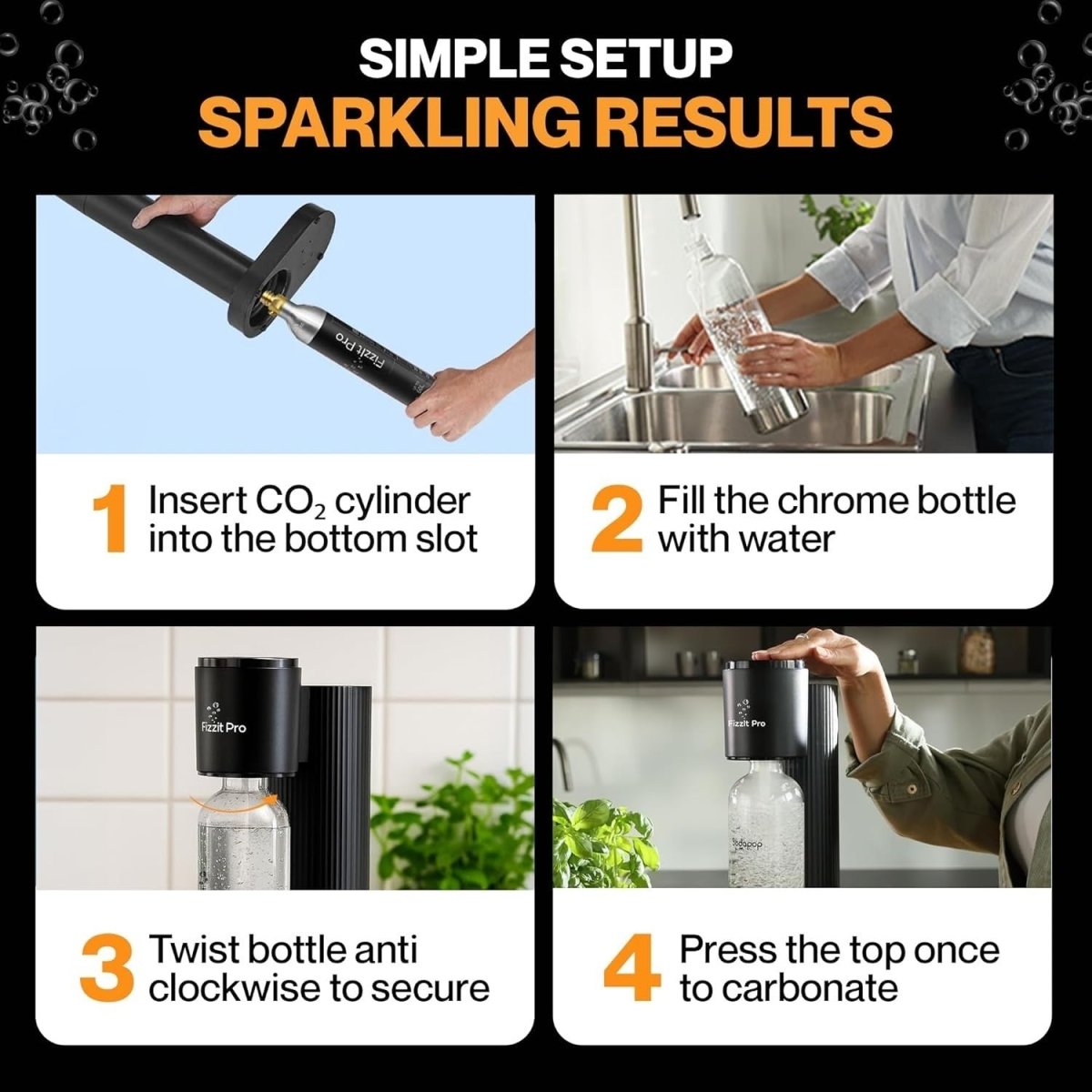 Soda Maker Machine One - Touch Sparkling Water Kit BPA - Free Bottle CO2 - Kwikley