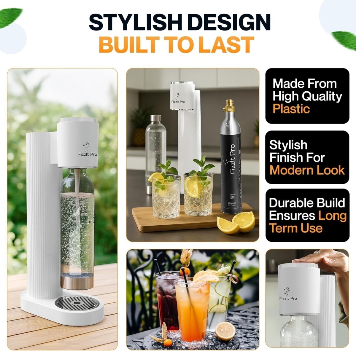 Soda Water Maker Machine Starter Kit BPA - Free Bottle CO2 No Power - Kwikley