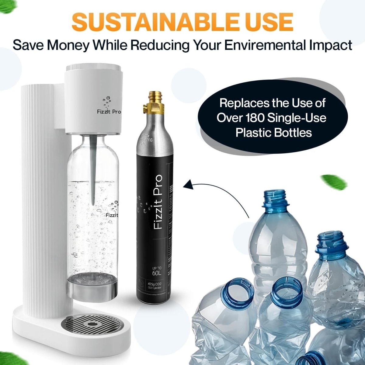 Soda Water Maker Machine Starter Kit BPA - Free Bottle CO2 No Power - Kwikley