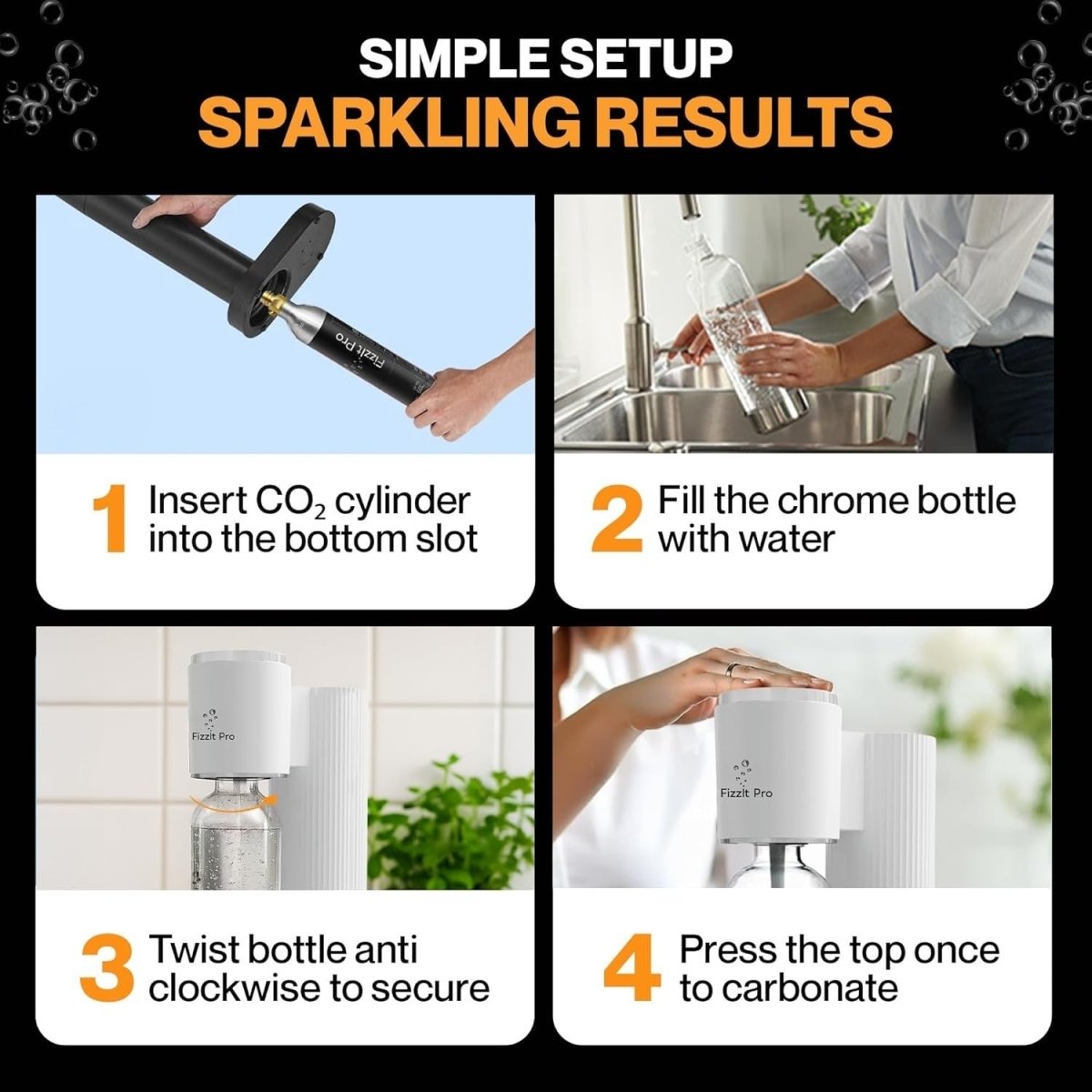 Soda Water Maker Machine Starter Kit BPA - Free Bottle CO2 No Power - Kwikley