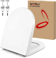 Soft Close D - Shape Toilet Seat Quick Release Adjustable Hinges White 12.2 - 21.8cm - Kwikley