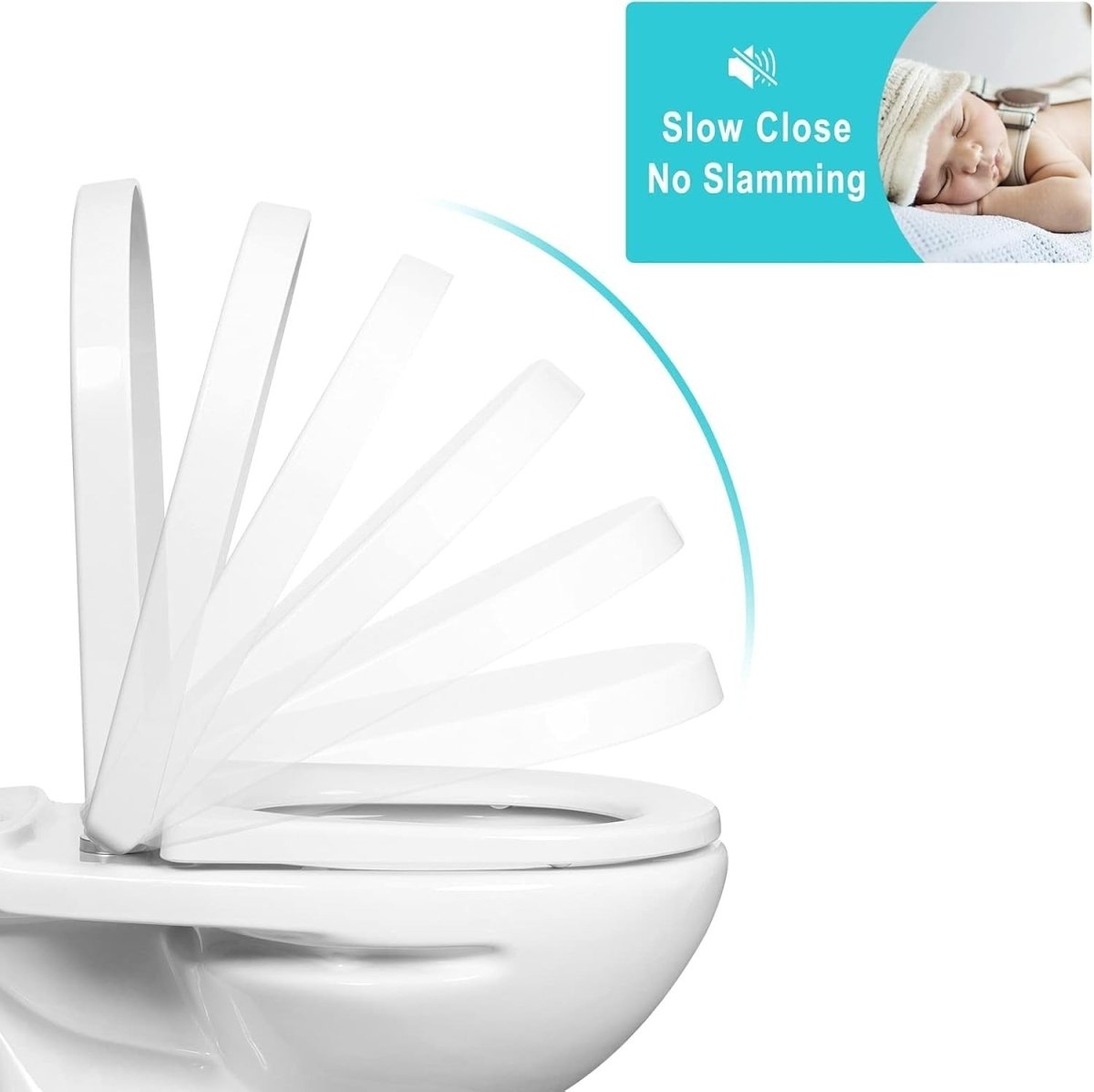 Soft Close D - Shape Toilet Seat Quick Release Adjustable Hinges White 12.2 - 21.8cm - Kwikley