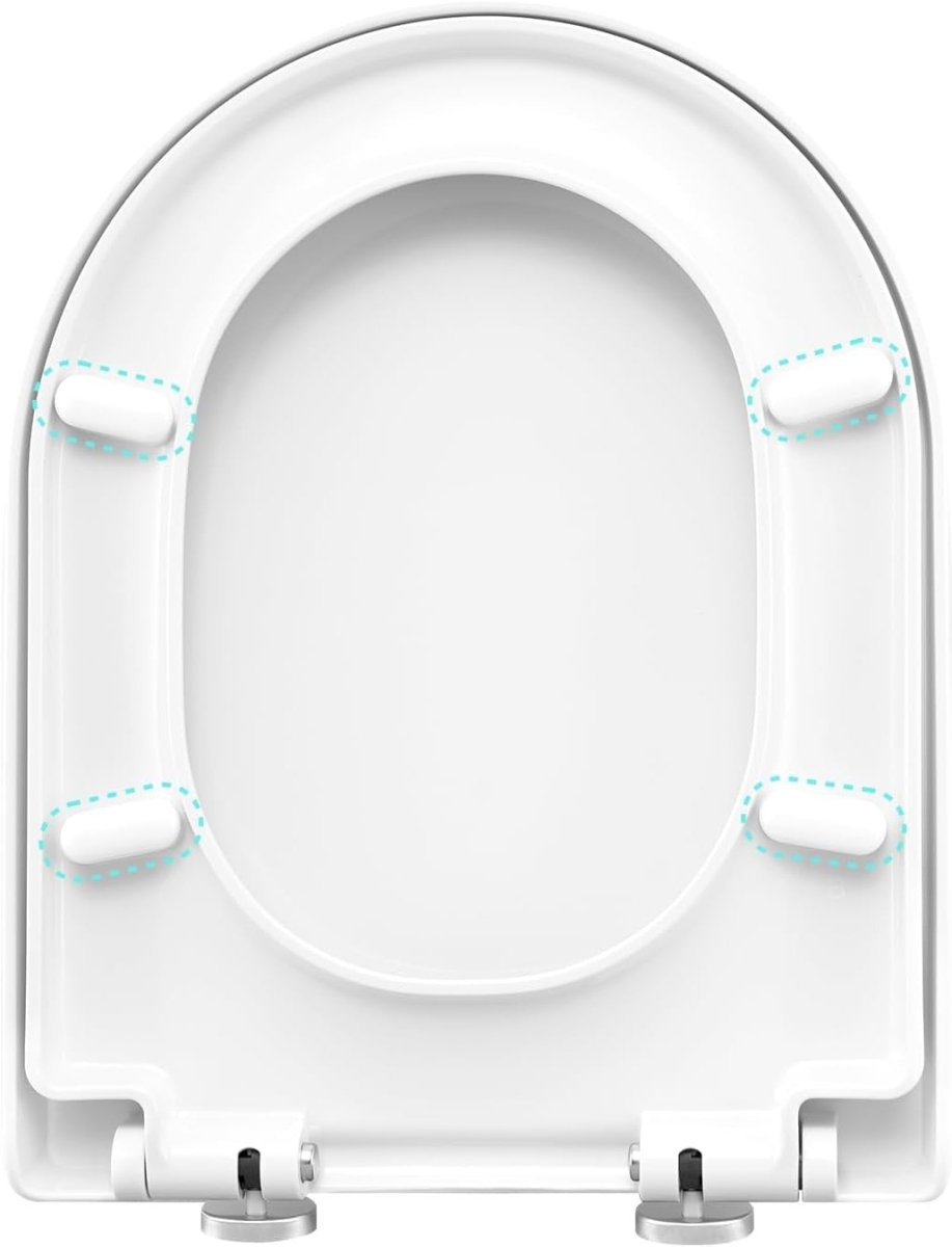 Soft Close D - Shape Toilet Seat Quick Release Adjustable Hinges White 12.2 - 21.8cm - Kwikley