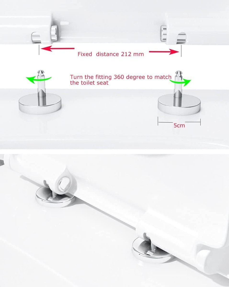 Soft Close Square Toilet Seat Ultra Slim Quick Release Thermoset 352x444mm - Kwikley