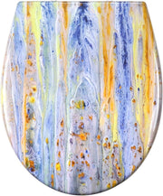 Soft Close Toilet Seat Duroplast Quick Release Top Fix Colourful Patterns 45x37 - Kwikley
