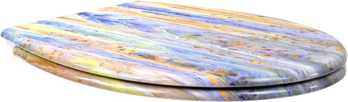 Soft Close Toilet Seat Duroplast Quick Release Top Fix Colourful Patterns 45x37 - Kwikley