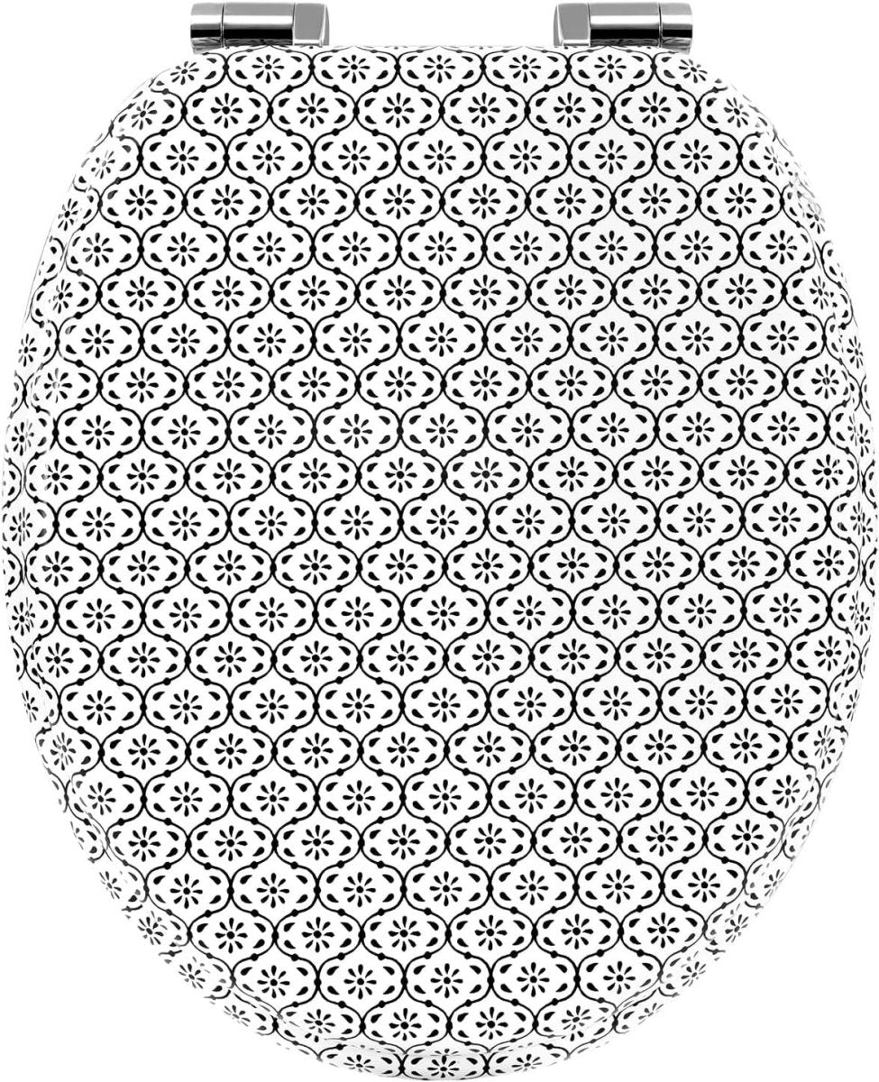 Soft Close Toilet Seat O - Shape Wood Quick Release Tile Pattern 175kg - Kwikley