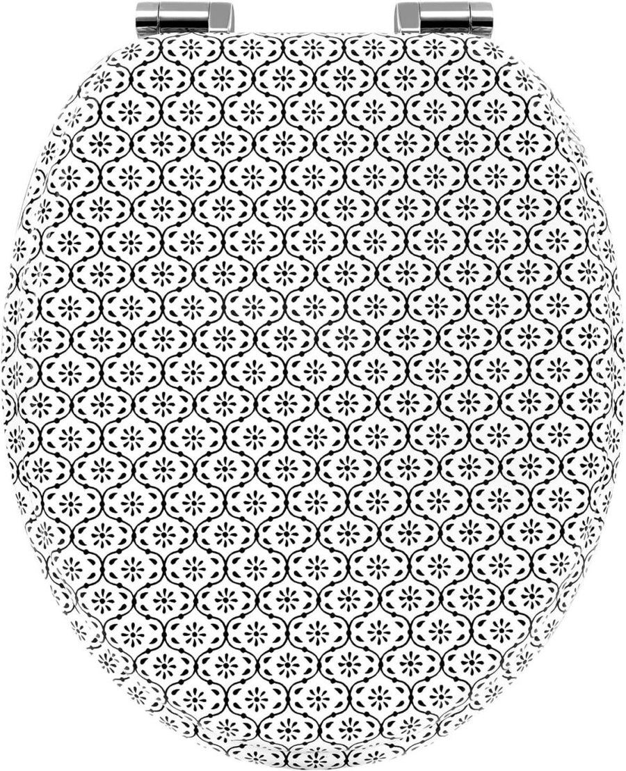Soft Close Toilet Seat O - Shape Wood Quick Release Tile Pattern 175kg - Kwikley