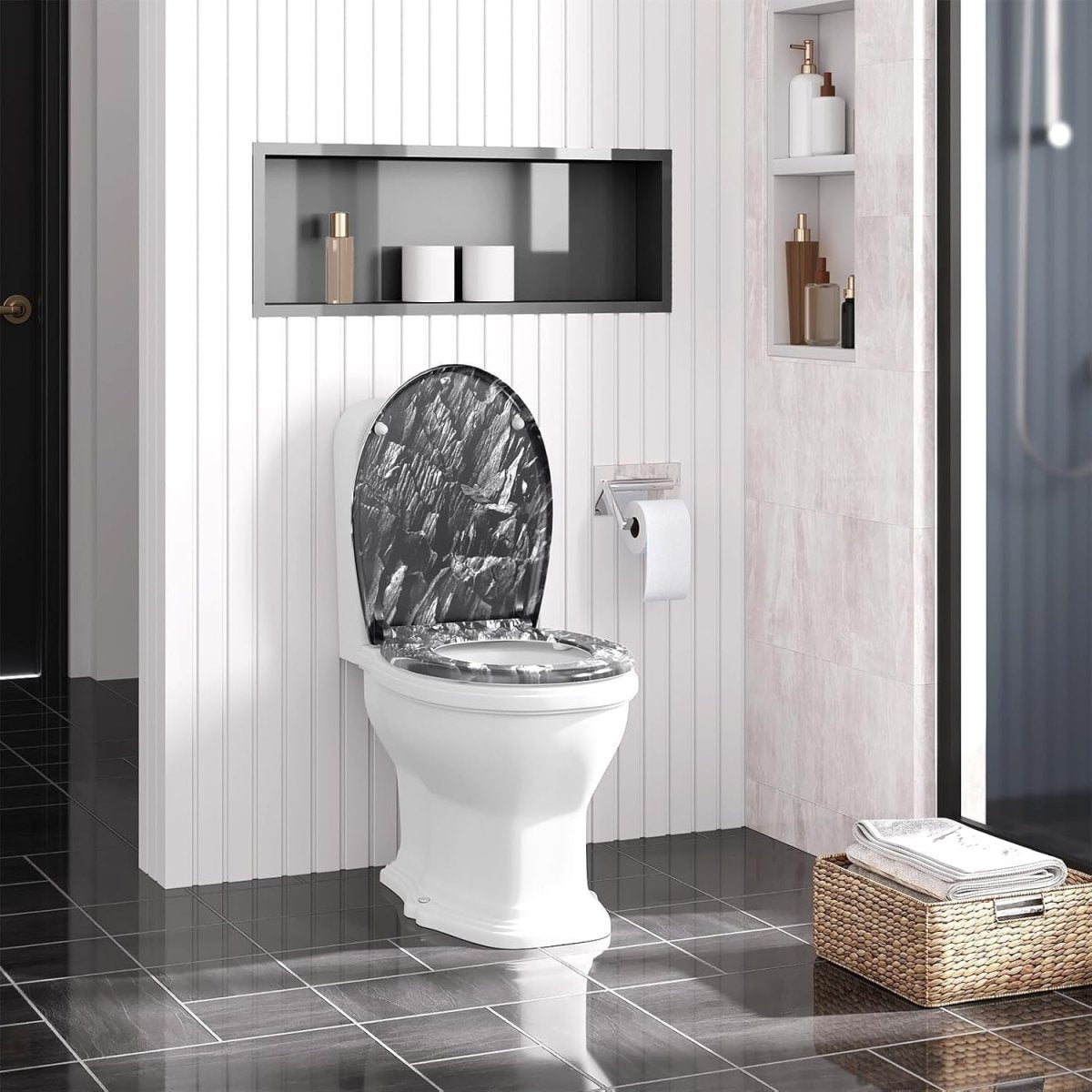 Soft Close Toilet Seat Quick Release O Shape Stainless Hinges 37x47.5cm - Kwikley