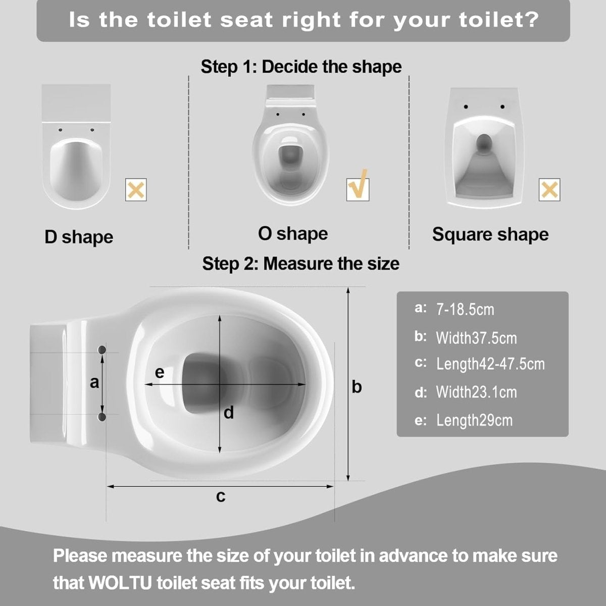 Soft Close Toilet Seat Quick Release O Shape Stainless Hinges 37x47.5cm - Kwikley