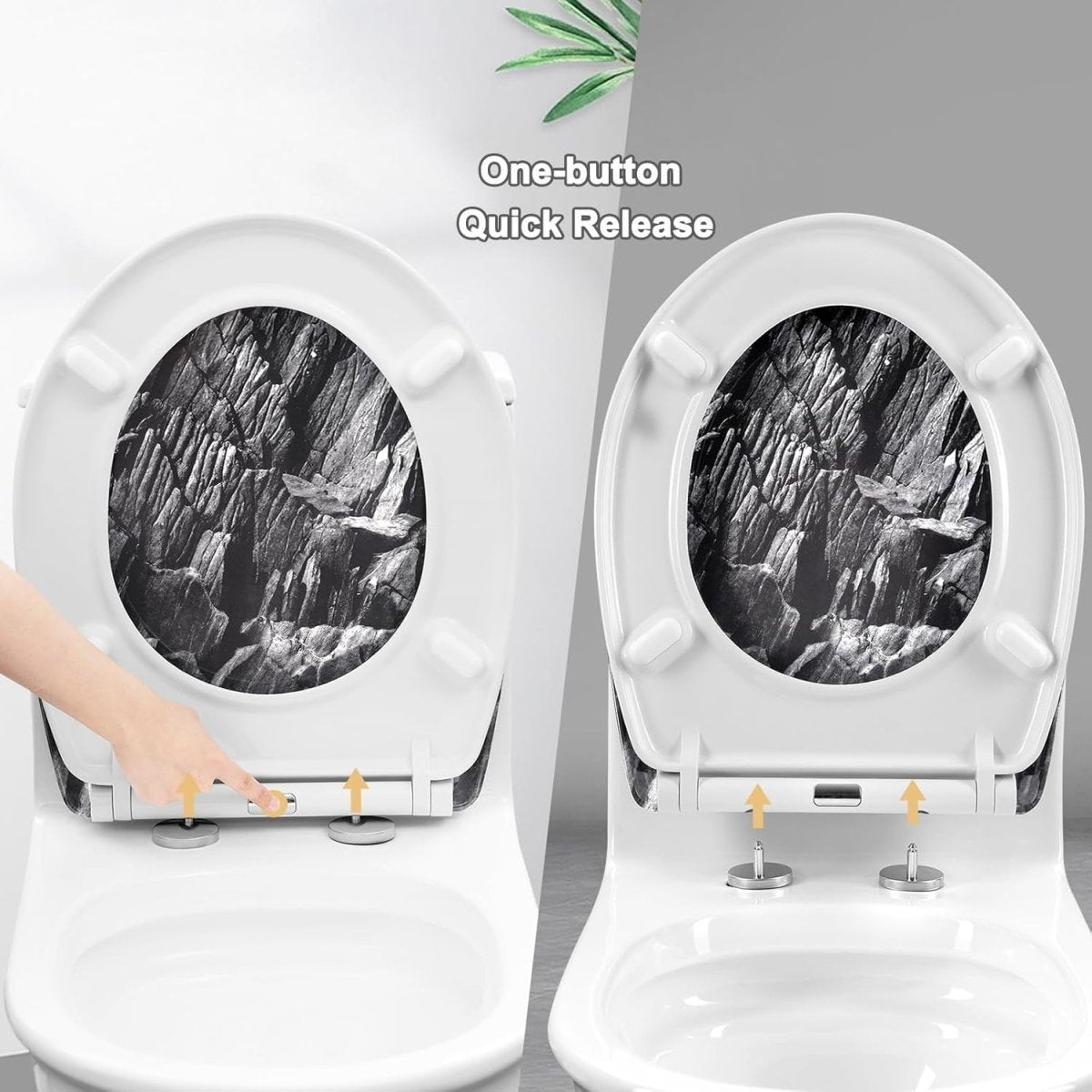 Soft Close Toilet Seat Quick Release O Shape Stainless Hinges 37x47.5cm - Kwikley