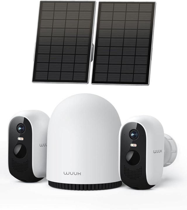 Solar Security Camera System 2K Wireless 2 Cam No Monthly Fee WiFi