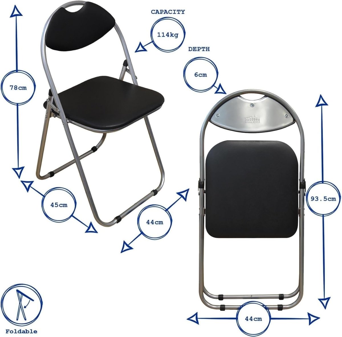 Solid Grey Padded Folding Chairs Set of 6 – Foldable Metal Frame Desk Chair - Kwikley