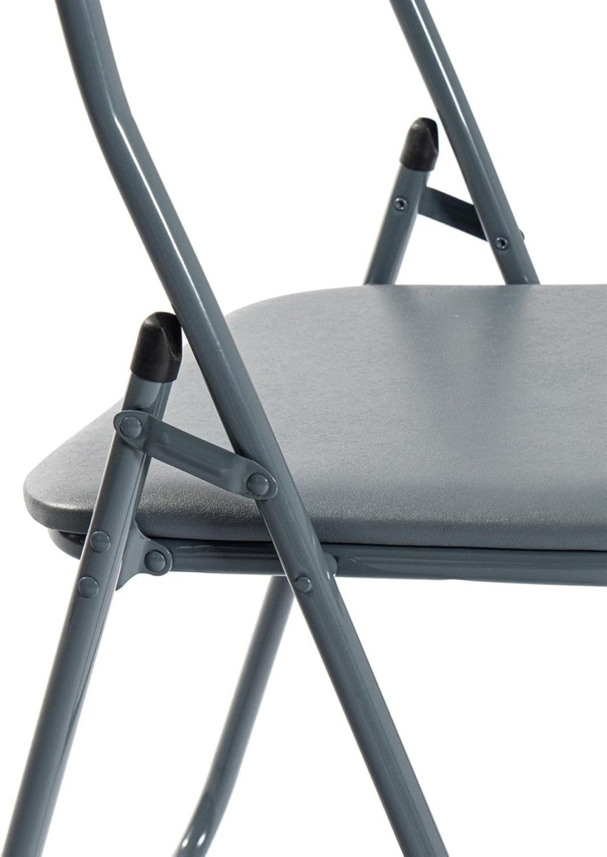 Solid Grey Padded Folding Chairs Set of 6 – Foldable Metal Frame Desk Chair - Kwikley