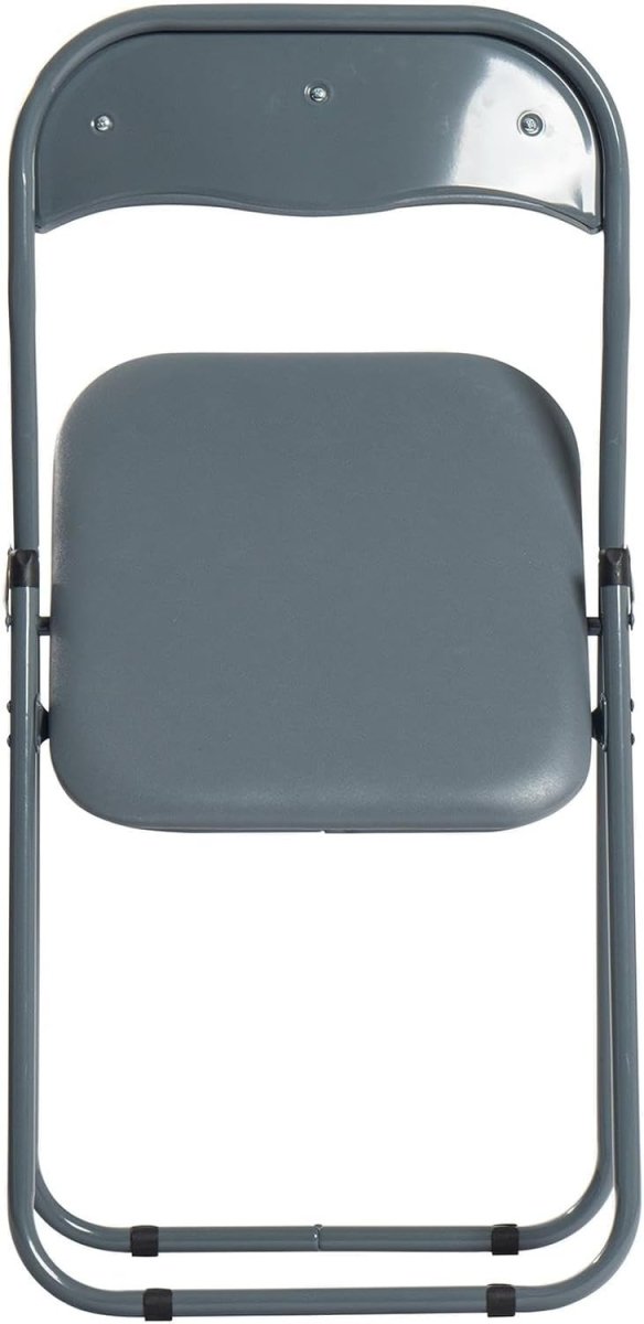 Solid Grey Padded Folding Chairs Set of 6 – Foldable Metal Frame Desk Chair - Kwikley