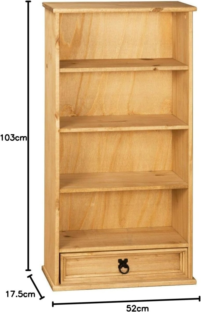 Solid Pine DVD CD Storage Rack Bookcase 1 Drawer Rustic Media Unit - Kwikley