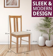 Solid Wood Dining Chairs Set of 2 Cream Padded Modern Kitchen Oak - Kwikley