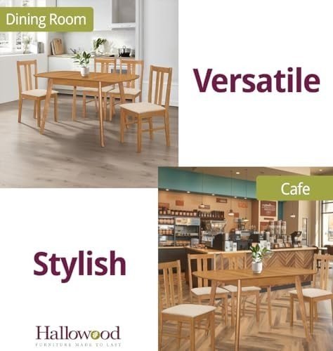 Solid Wood Dining Chairs Set of 2 Cream Padded Modern Kitchen Oak - Kwikley