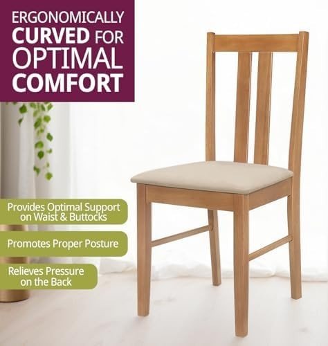 Solid Wood Dining Chairs Set of 2 Cream Padded Modern Kitchen Oak - Kwikley