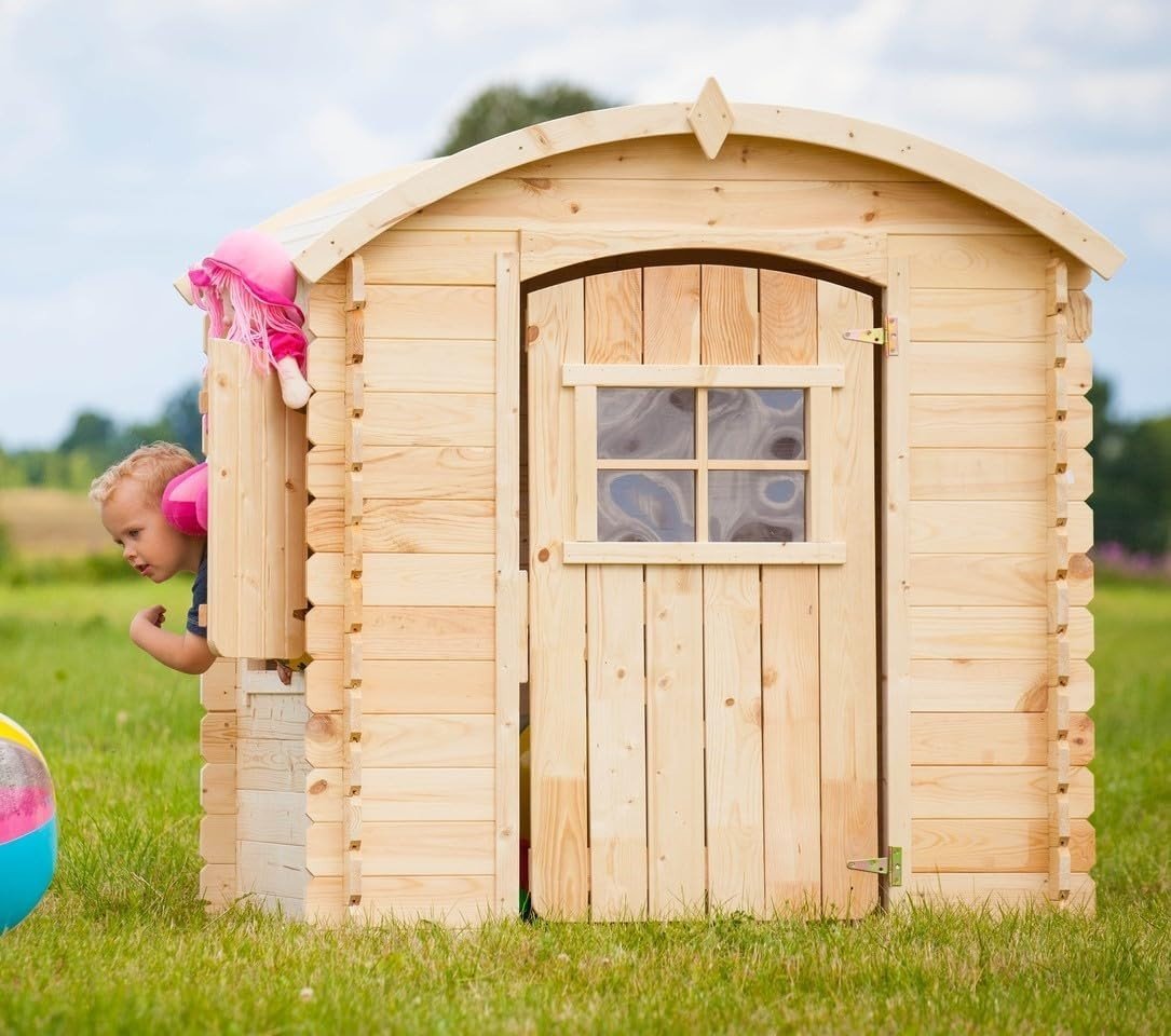 Solid Wood Kids Garden Playhouse Outdoor Wendy House 19mm Panels - Kwikley
