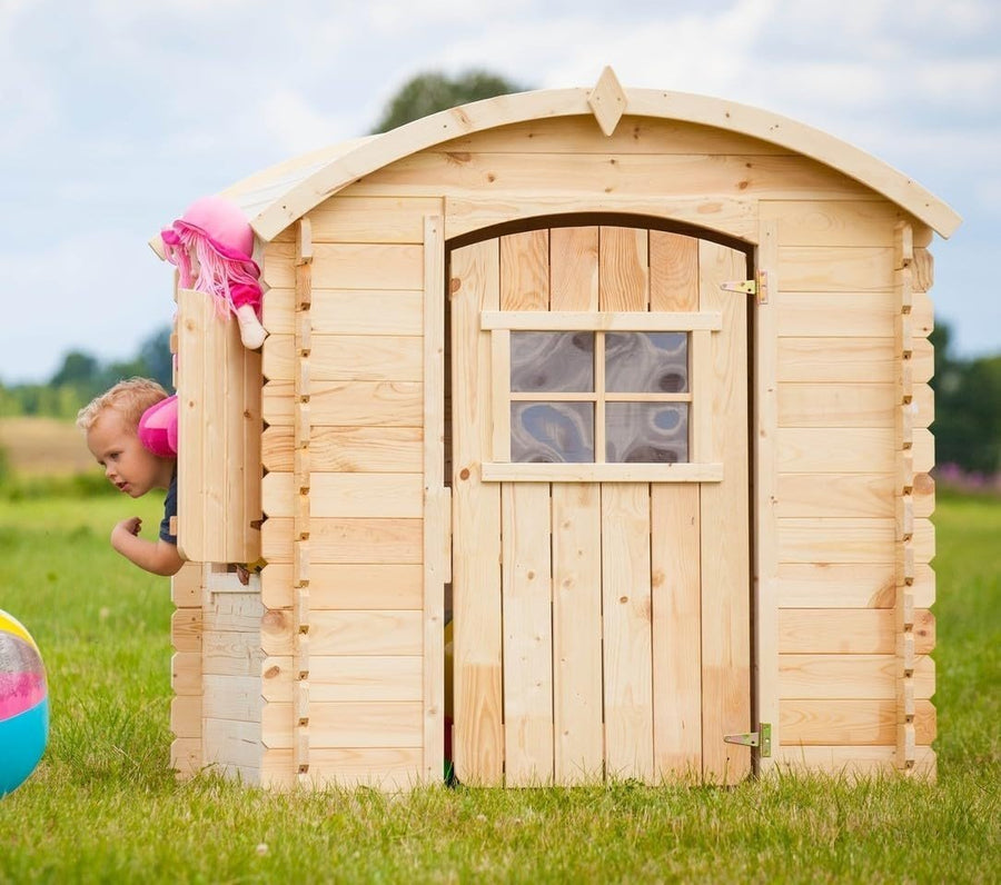 Solid Wood Kids Garden Playhouse Outdoor Wendy House 19mm Panels - Kwikley
