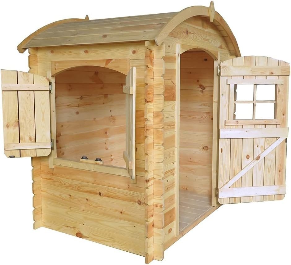 Solid Wood Kids Garden Playhouse Outdoor Wendy House 19mm Panels - Kwikley