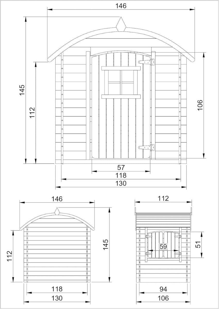 Solid Wood Kids Garden Playhouse Outdoor Wendy House 19mm Panels - Kwikley