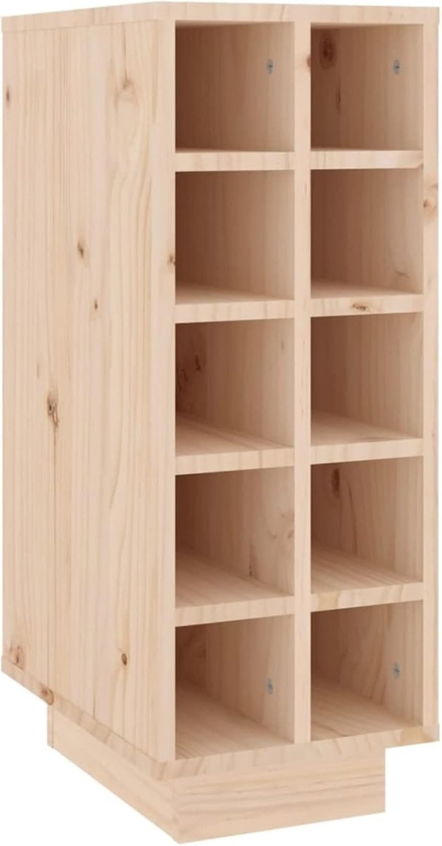 Solid Wood Wine Cabinet with Shelves Floor Standing Bottle Storage Unit 23x34x61 - Kwikley