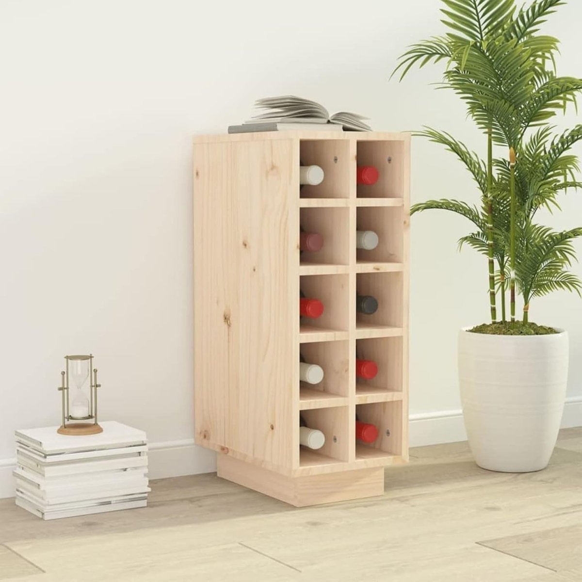 Solid Wood Wine Cabinet with Shelves Floor Standing Bottle Storage Unit 23x34x61 - Kwikley