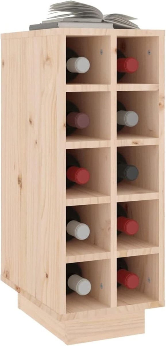 Solid Wood Wine Cabinet with Shelves Floor Standing Bottle Storage Unit 23x34x61 - Kwikley