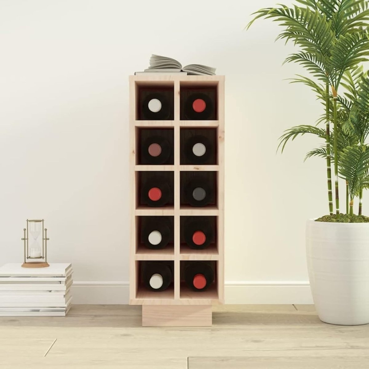 Solid Wood Wine Cabinet with Shelves Floor Standing Bottle Storage Unit 23x34x61 - Kwikley