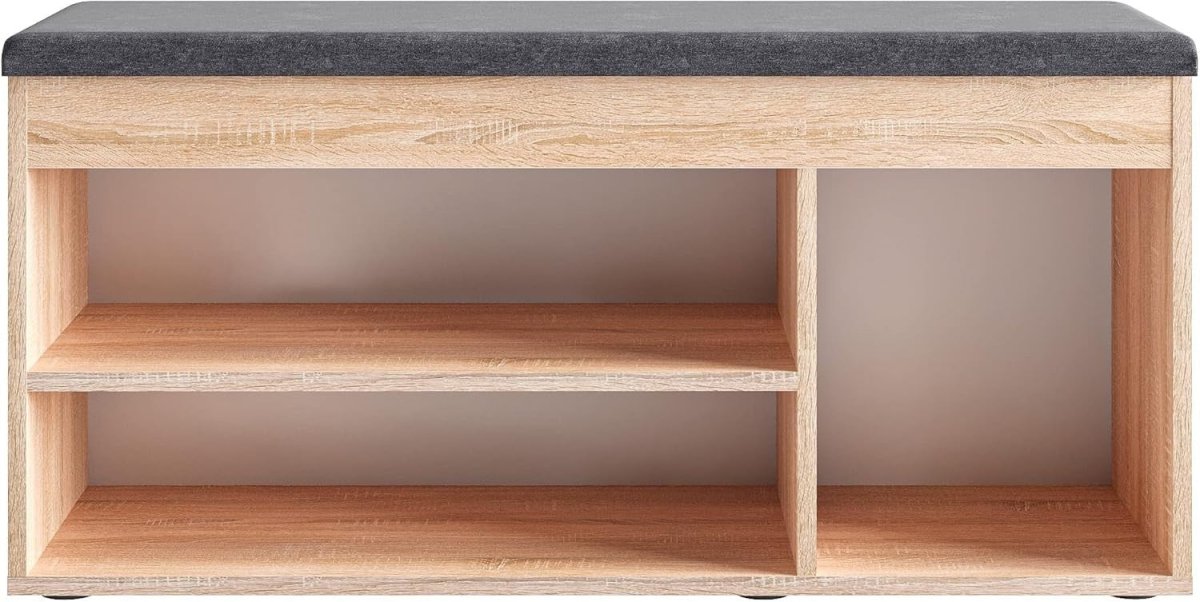 Sonoma Oak Shoe Storage Bench with Cushion Hidden Compartment Entryway Seat - Kwikley