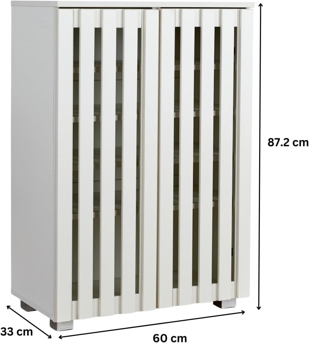 Space - Saving 2 Door White Wooden Shoe Storage Cabinet with 4 Shelves - Kwikley