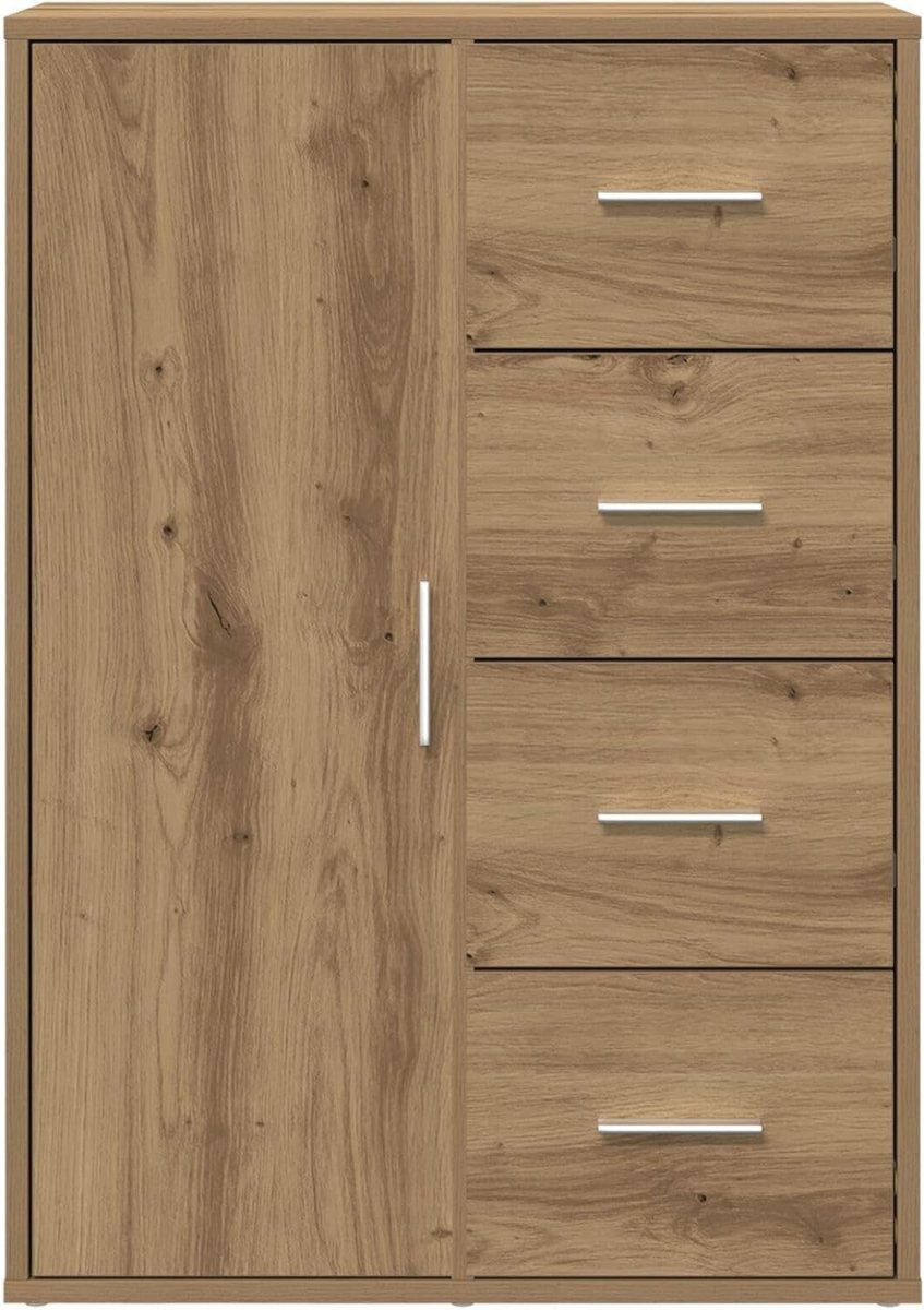 Space - Saving Artisan Oak Sideboard Cabinet with Drawers & Adjustable Shelves - Kwikley