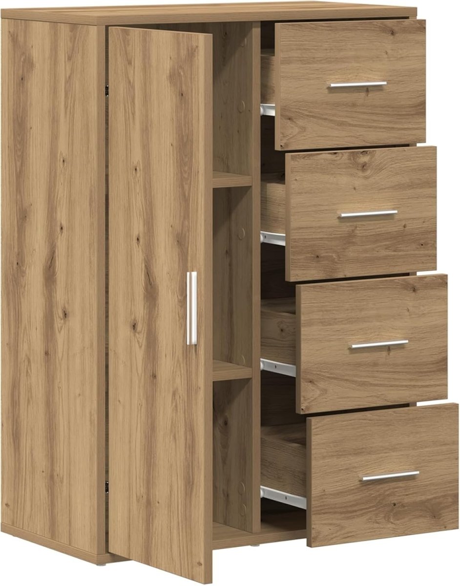 Space - Saving Artisan Oak Sideboard Cabinet with Drawers & Adjustable Shelves - Kwikley