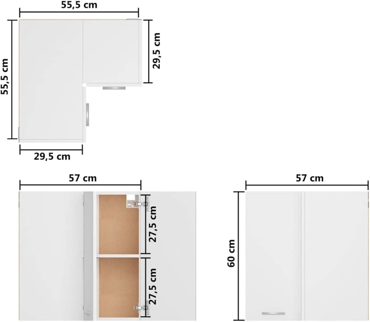 Space - Saving Lockable Corner Wall Cabinet with Double Doors & Shelves - Kwikley
