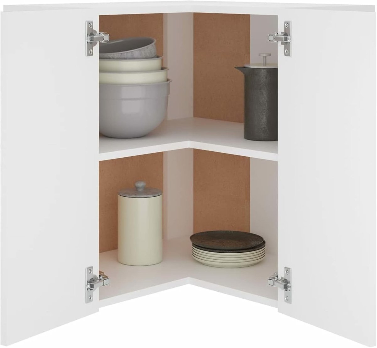 Space - Saving Lockable Corner Wall Cabinet with Double Doors & Shelves - Kwikley