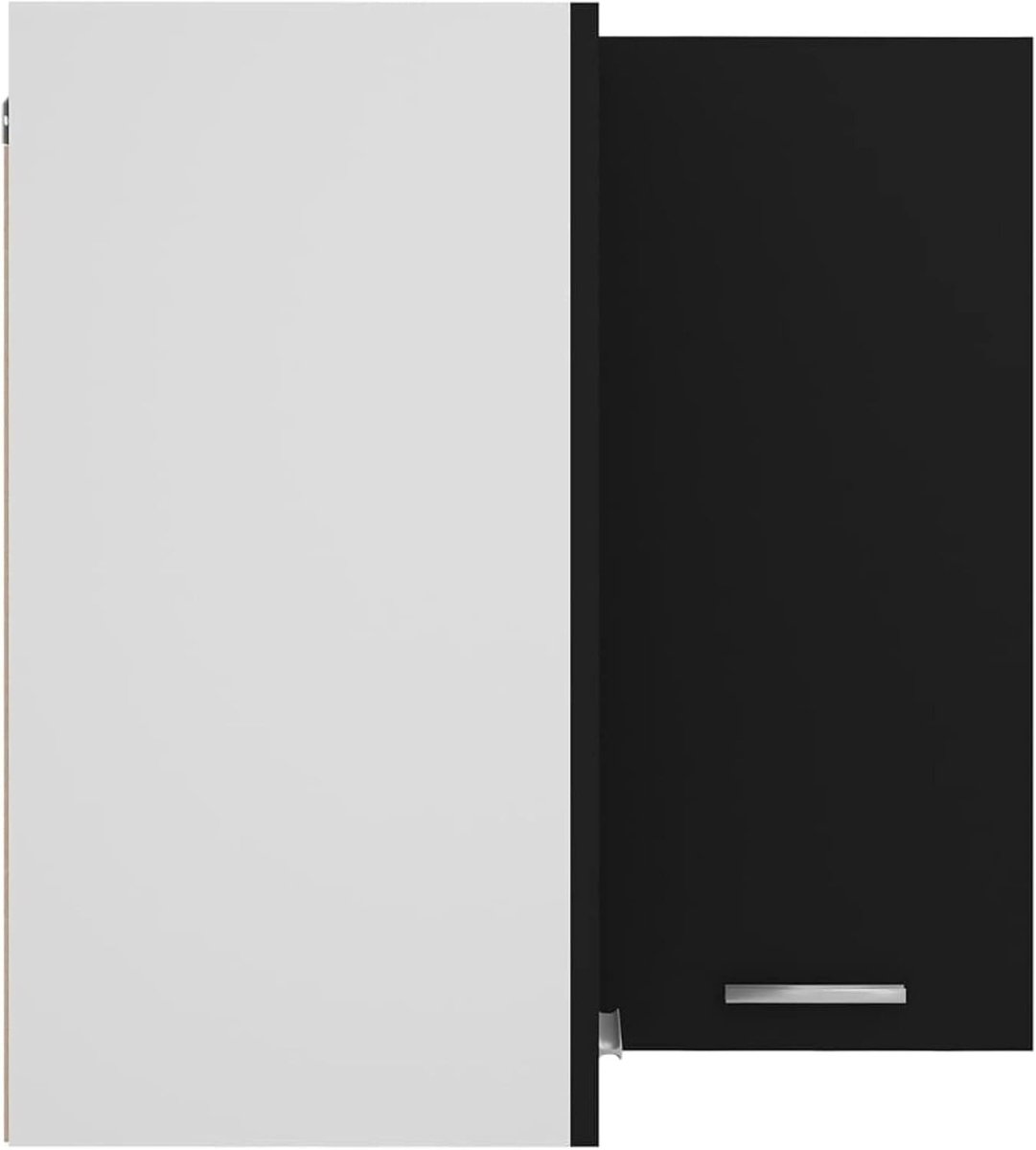 Space - Saving Lockable Corner Wall Cabinet with Double Doors & Shelves Black - Kwikley