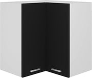 Space - Saving Lockable Corner Wall Cabinet with Double Doors & Shelves Black - Kwikley