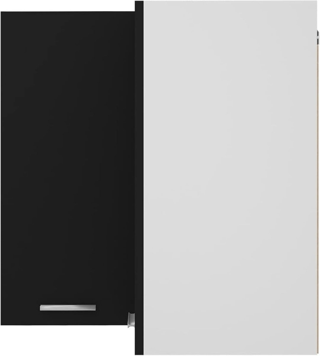 Space - Saving Lockable Corner Wall Cabinet with Double Doors & Shelves Black - Kwikley