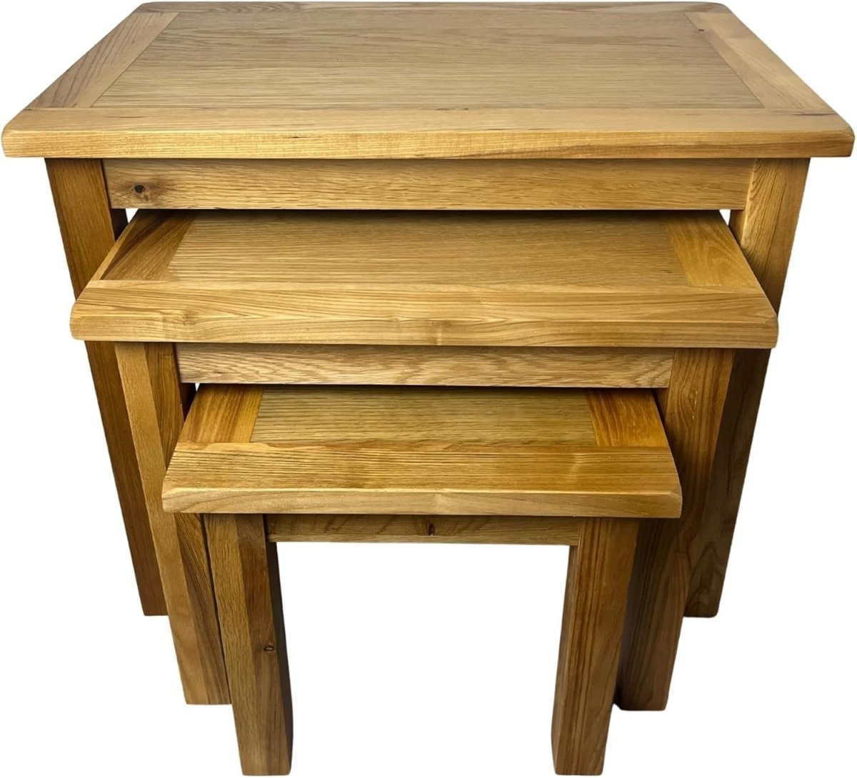 Space - Saving Nest of Tables, Medium Oak Wood Stacking Side Lamp End Table Set - Kwikley