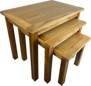 Space - Saving Nest of Tables, Medium Oak Wood Stacking Side Lamp End Table Set - Kwikley
