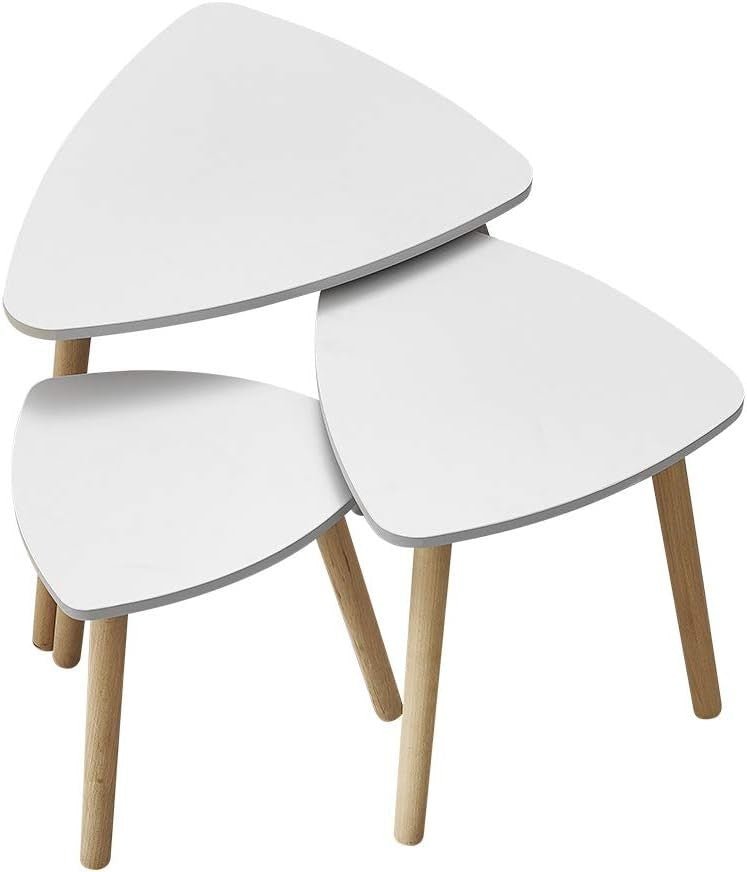 Space Saving Nesting End Tables Set of 3 Coffee Side Accent Table Grey Steel - Kwikley