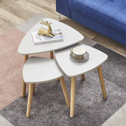 Space Saving Nesting End Tables Set of 3 Coffee Side Accent Table Grey Steel - Kwikley