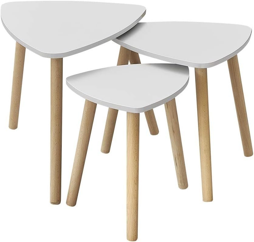 Space Saving Nesting End Tables Set of 3 Coffee Side Accent Table Grey Steel - Kwikley
