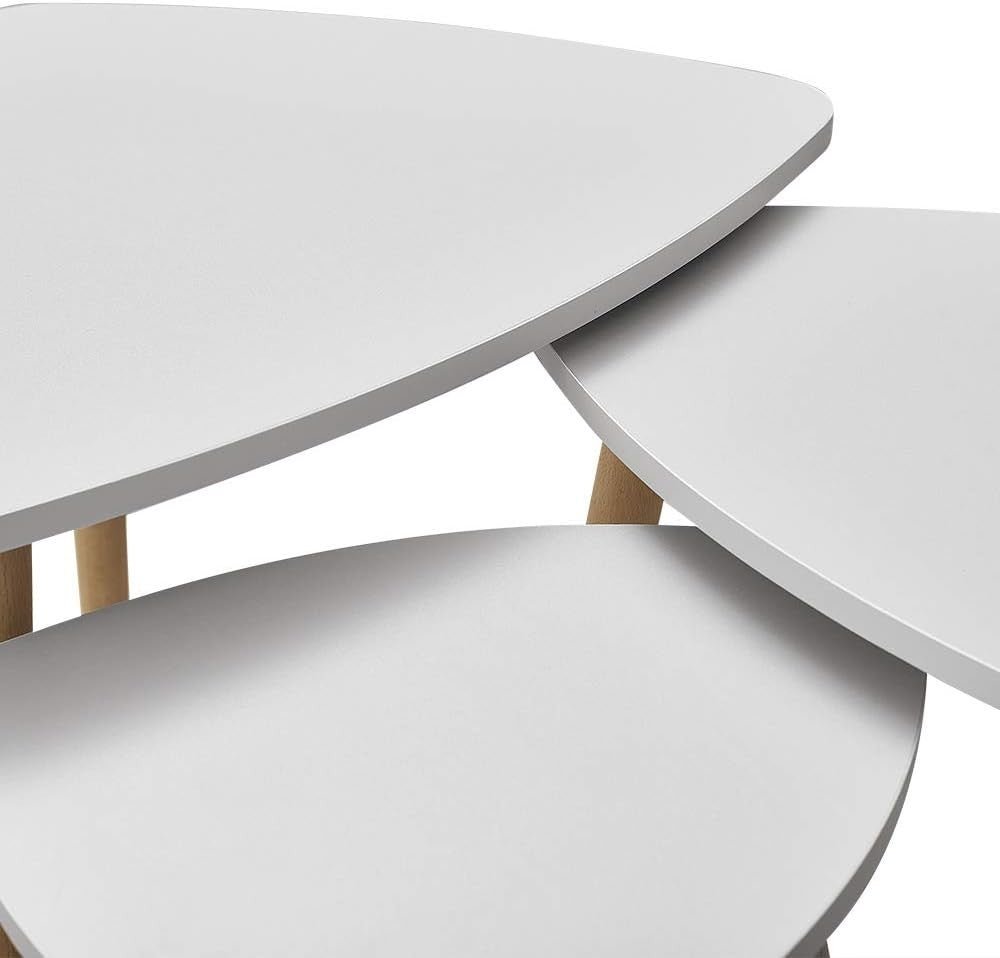 Space Saving Nesting End Tables Set of 3 Coffee Side Accent Table Grey Steel - Kwikley